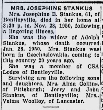 Josephine B. Stankus obituary